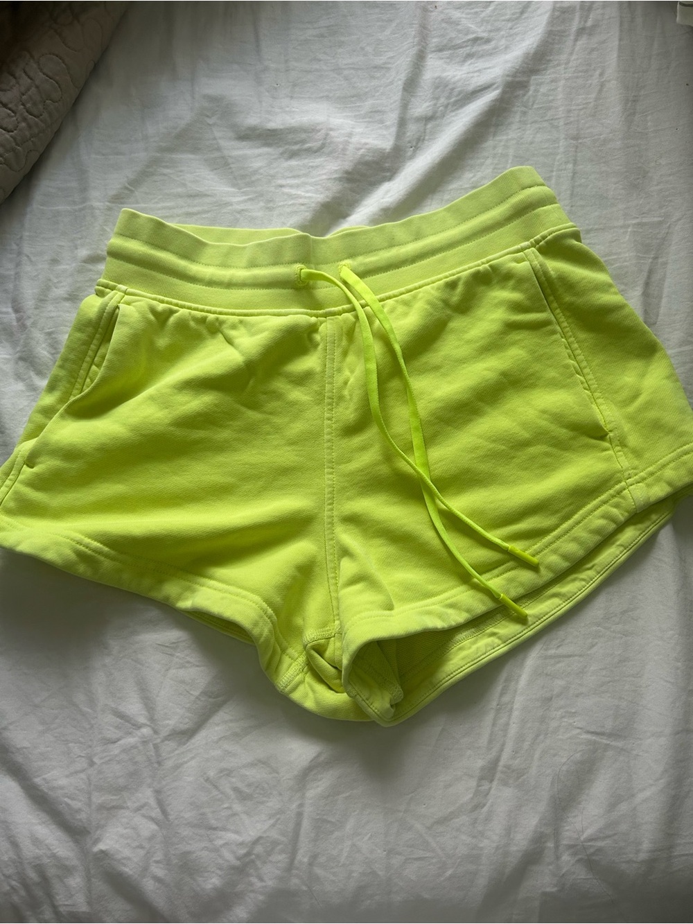 lululemon athletica Neon Yellow Drawstring Athletic Shorts